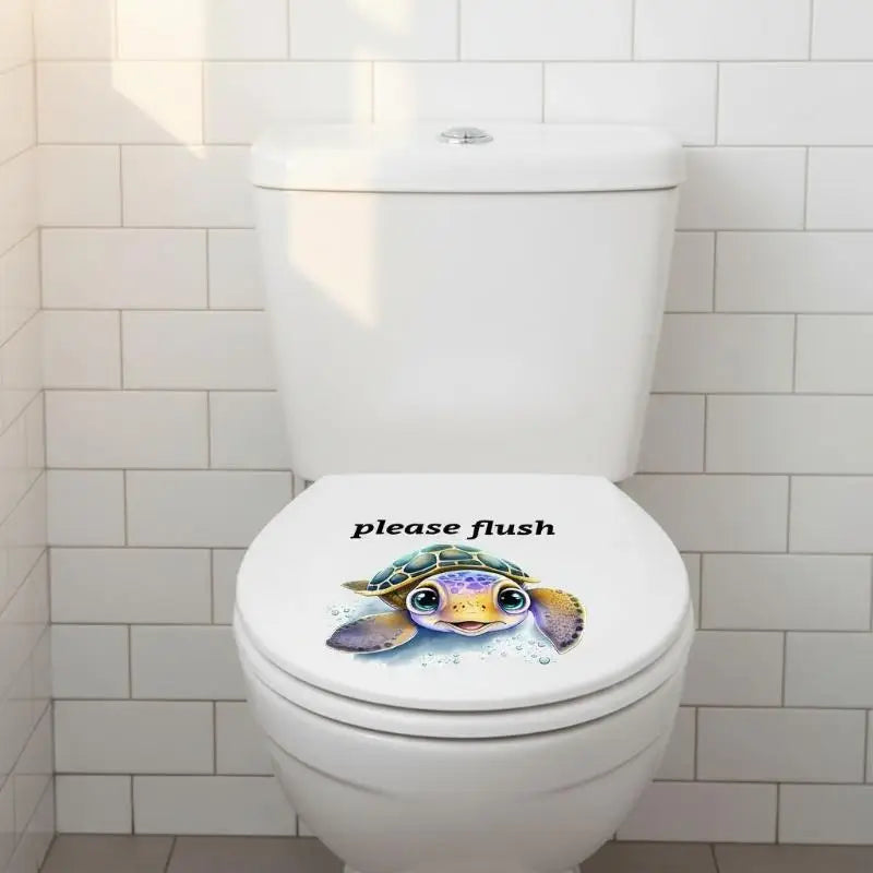 Funny Turtle Please Flush Toilet Sticker – Waterproof Decal