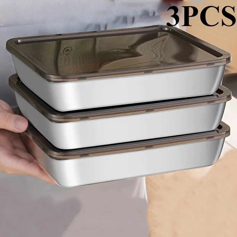 Stainless Steel Food Containers with Lids – Stackable Meal Prep Set