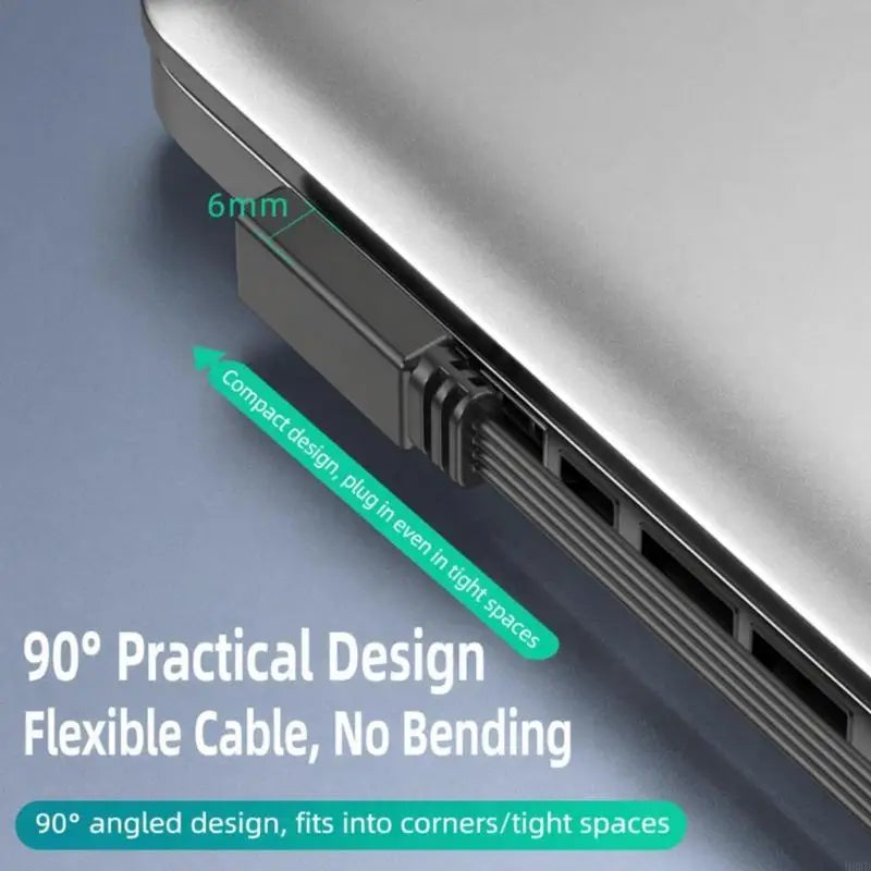 90° Dual Elbow USB-A to Micro USB Flat Silicone Cable 30cm