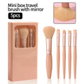 5-Piece Portable Makeup Brush Set with Mirror & Travel Case
