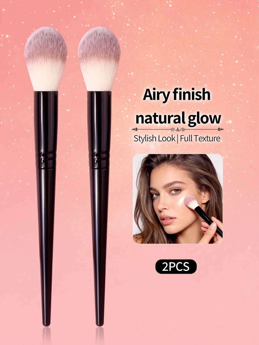 2-Pack Flame Shape Blush Highlighter & Contour Makeup Brushes