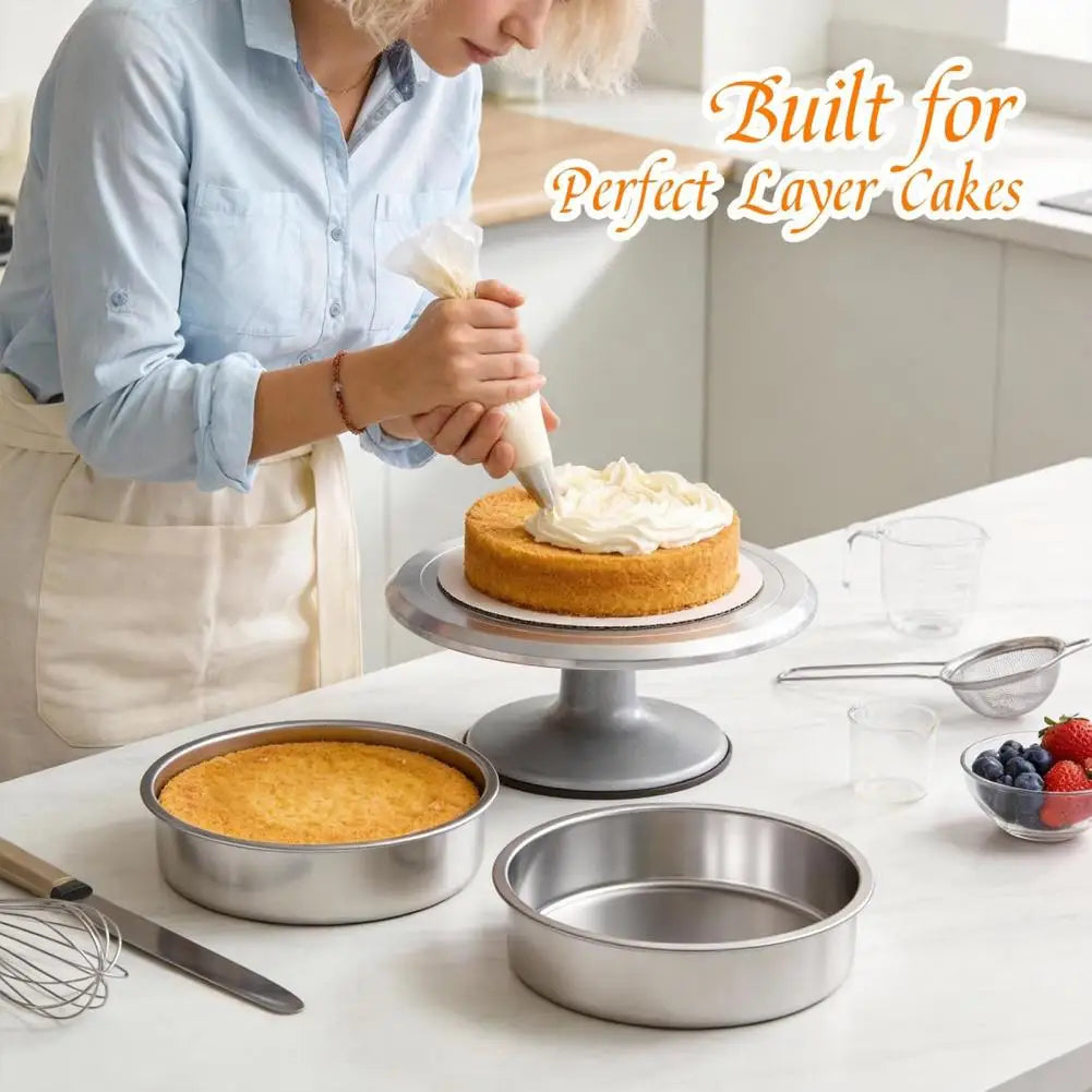 Stainless Steel Round Cake Mold – Even Heating Baking Pan
