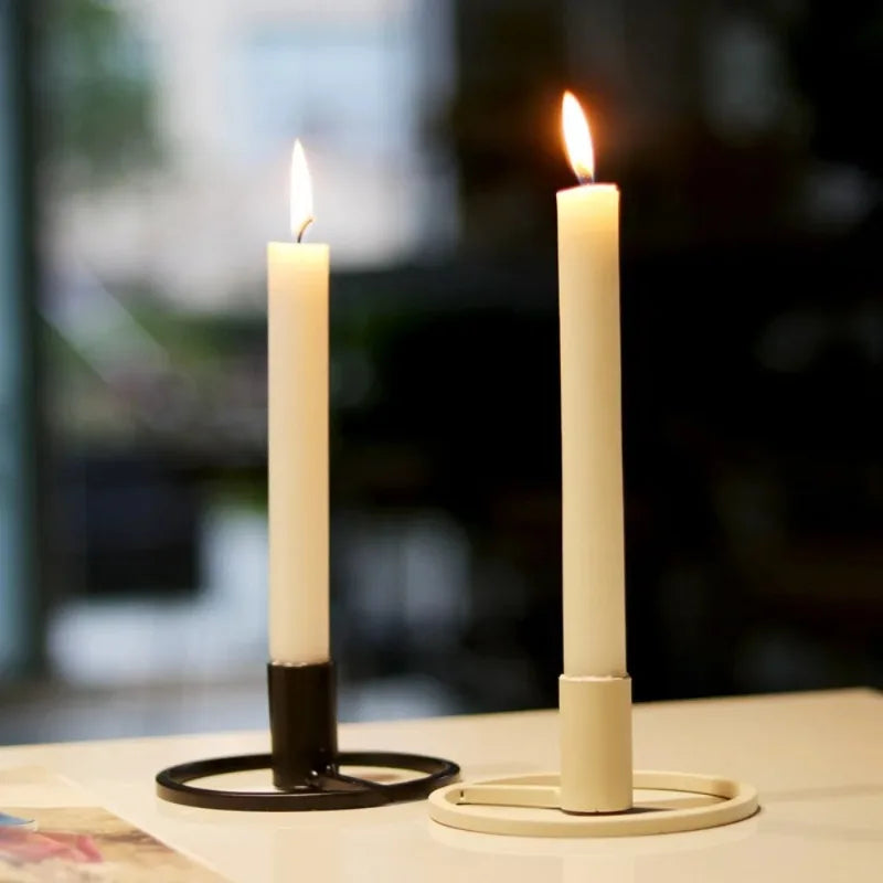 Nordic Metal Cone Candle Holder – Hollow Iron Base Home Decor