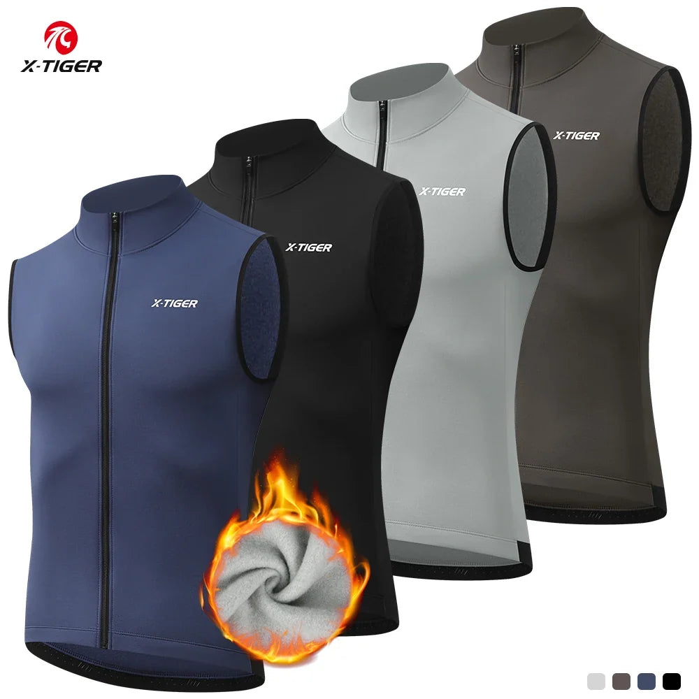 X-TIGER Windproof Cycling Vest – Fleece-Lined Winter Gilet