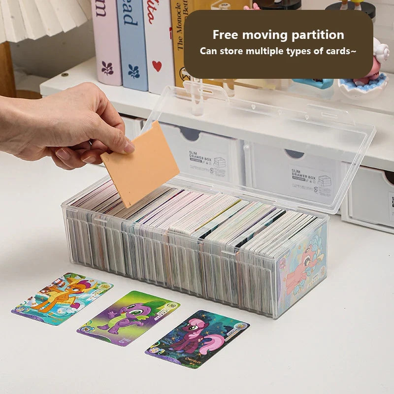 Clear Card Storage Box – Holds 550+ Cards & Adjustable Dividers