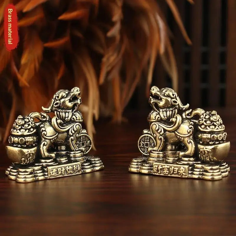 Brass Feng Shui Pixiu Statue Pair – Wealth & Good Luck Décor