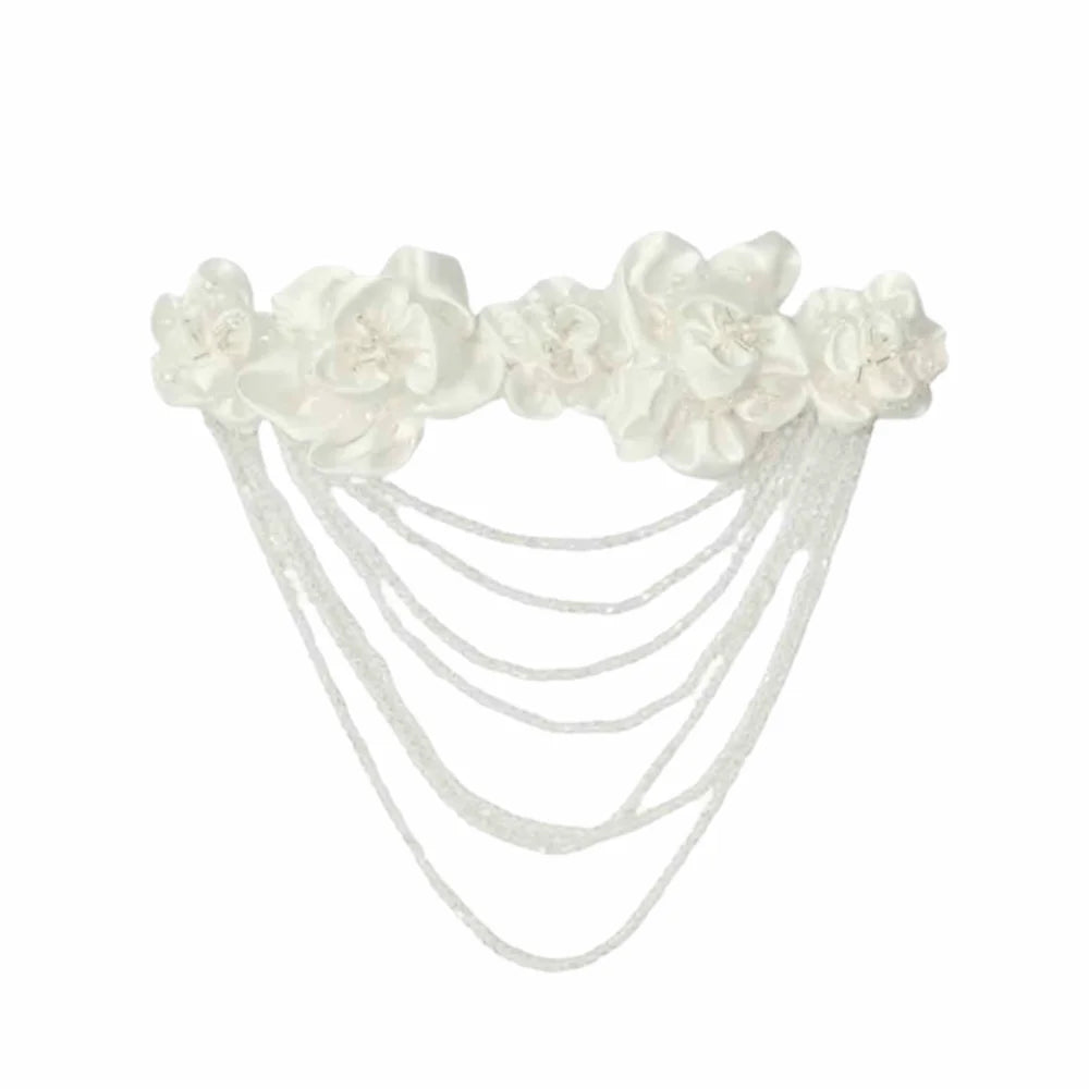 Hand Sewn Beaded Flower Applique Satin DIY Garment Decal