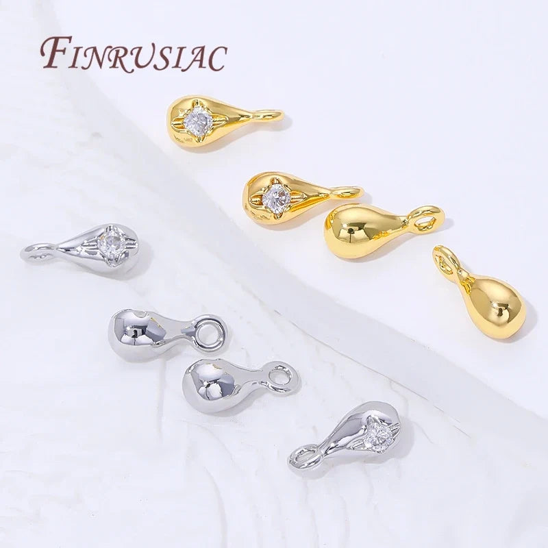 18K Gold Plated Zircon Drop Pendants – Brass DIY Jewelry Charms