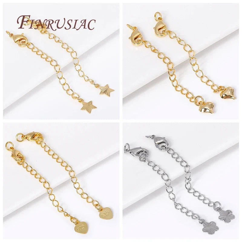 18K Gold Plated Star Heart Extension Tail Chain – DIY Jewelry