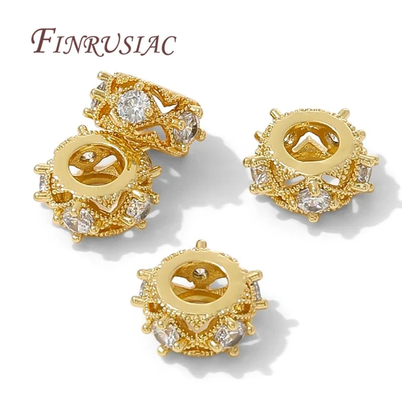 18K Gold Plated Zircon Round Spacer Beads – DIY Jewelry Making