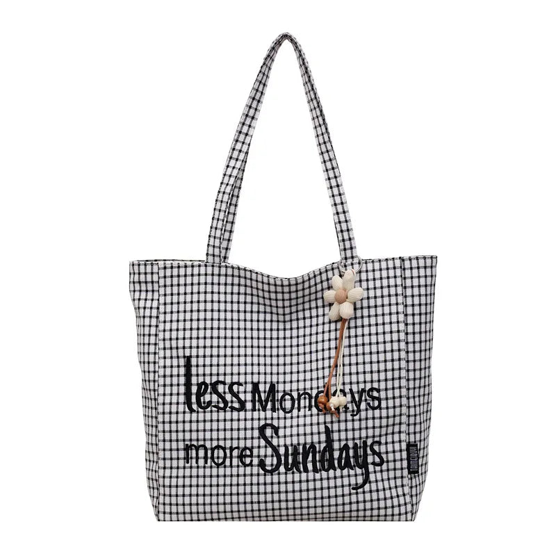 Korean Canvas Shoulder Bag – Large Capacity Letter Print
