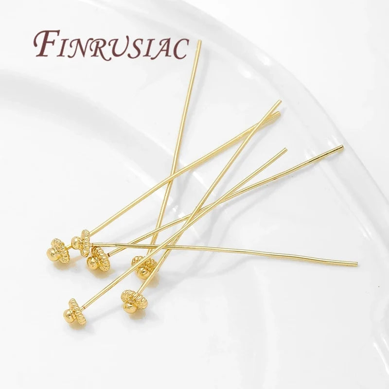 18K Gold-Plated Brass Flower Pins – DIY Earring Findings 10/20pc