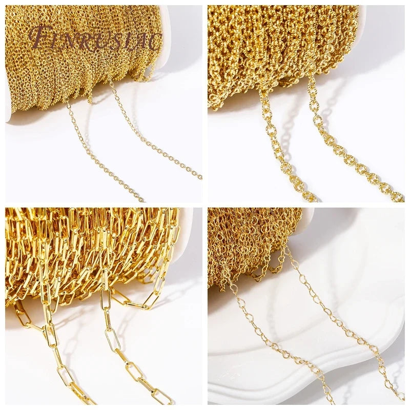 18K Gold Plated Spool Chains – 4 Styles DIY Jewelry Findings