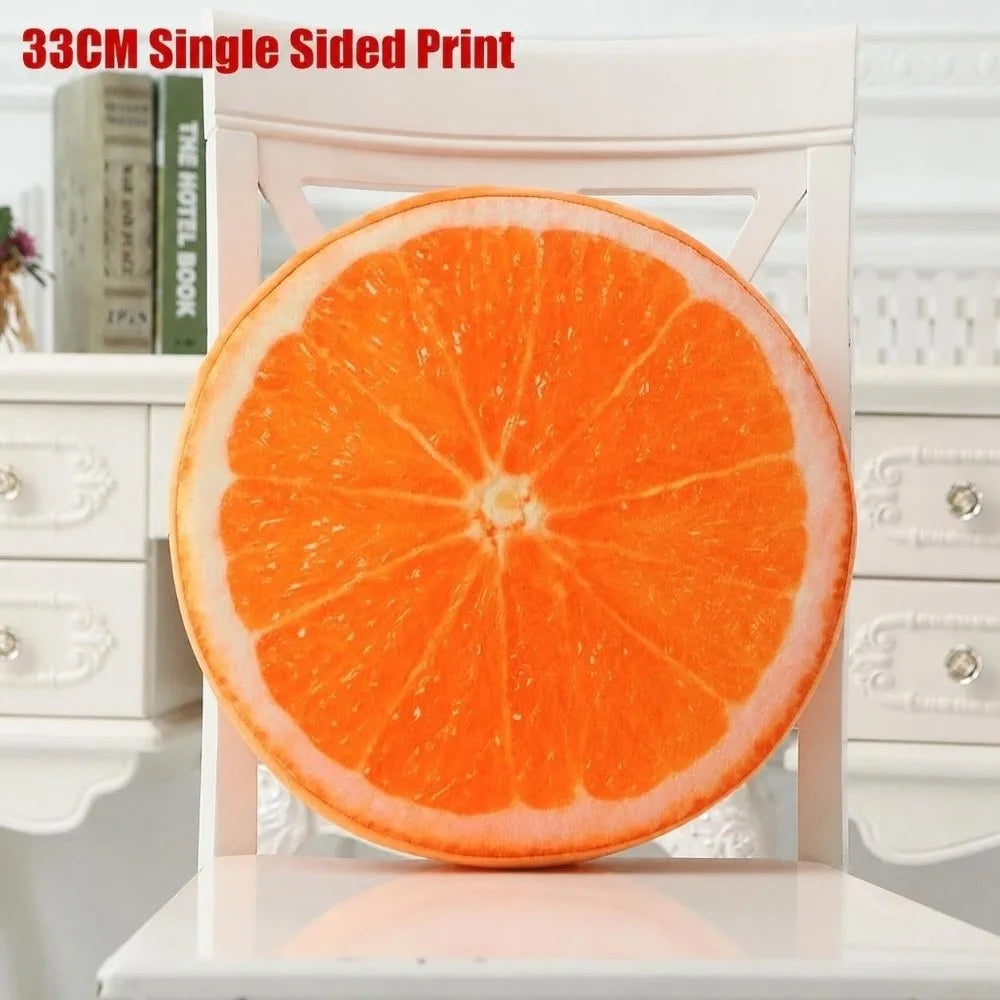 Round Fruit Slice Plush Pillow – Cute Sofa Seat Cushion Decor