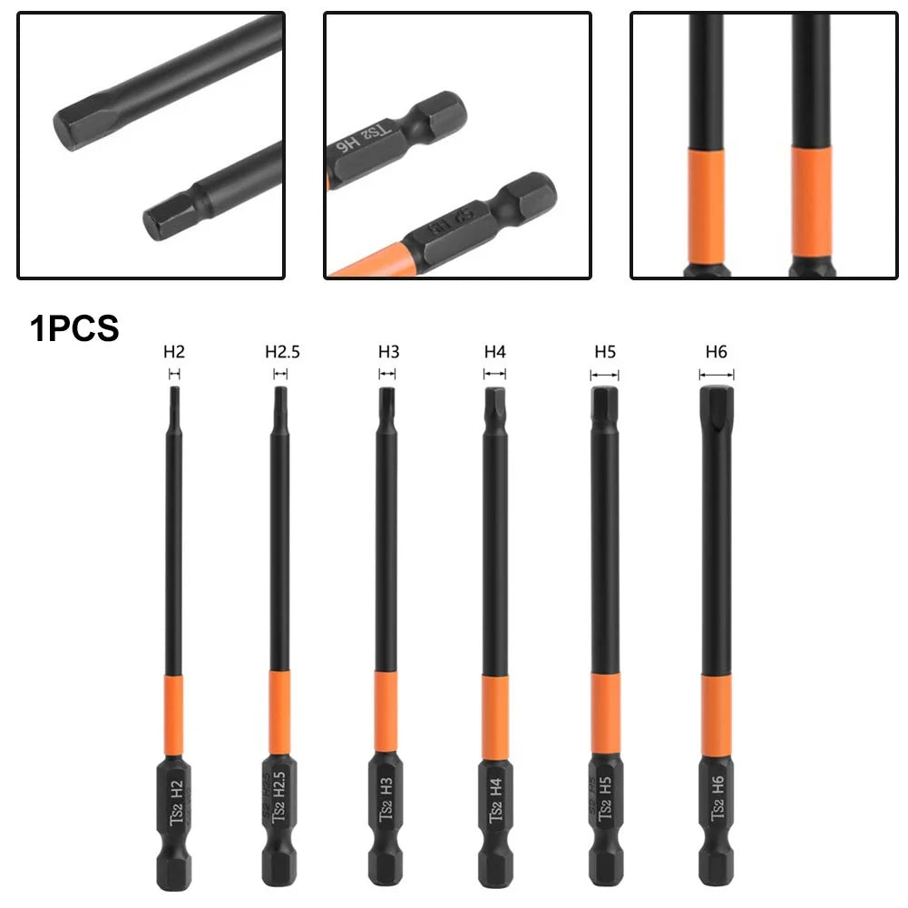 Hex Allen Wrench Drill Bits 1/4" Quick-Change Magnetic H2–H6