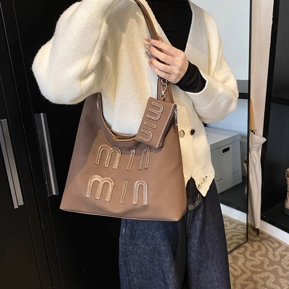 Women's PU Leather Shoulder Tote Bag with Coin Purse | Large