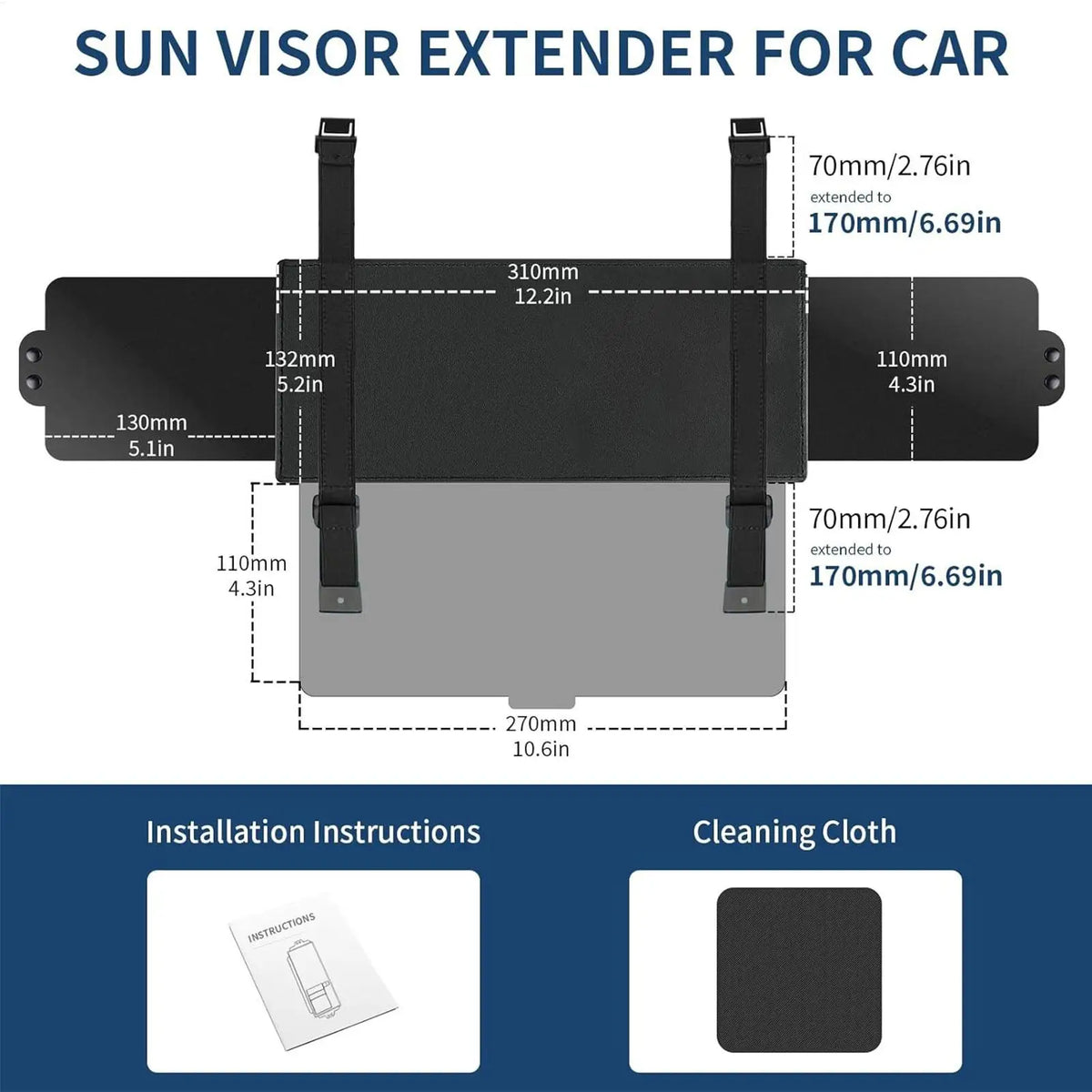 Universal Car Sun Visor Extender – Anti-Glare UV Shield