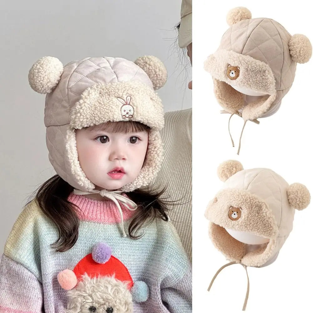 Toddler Lamb Fleece Ear Flap Beanie – Windproof Winter Hat