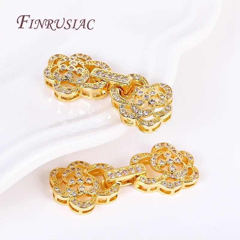 18K Gold Plated Zircon Pearl Clasp | DIY Jewelry Findings