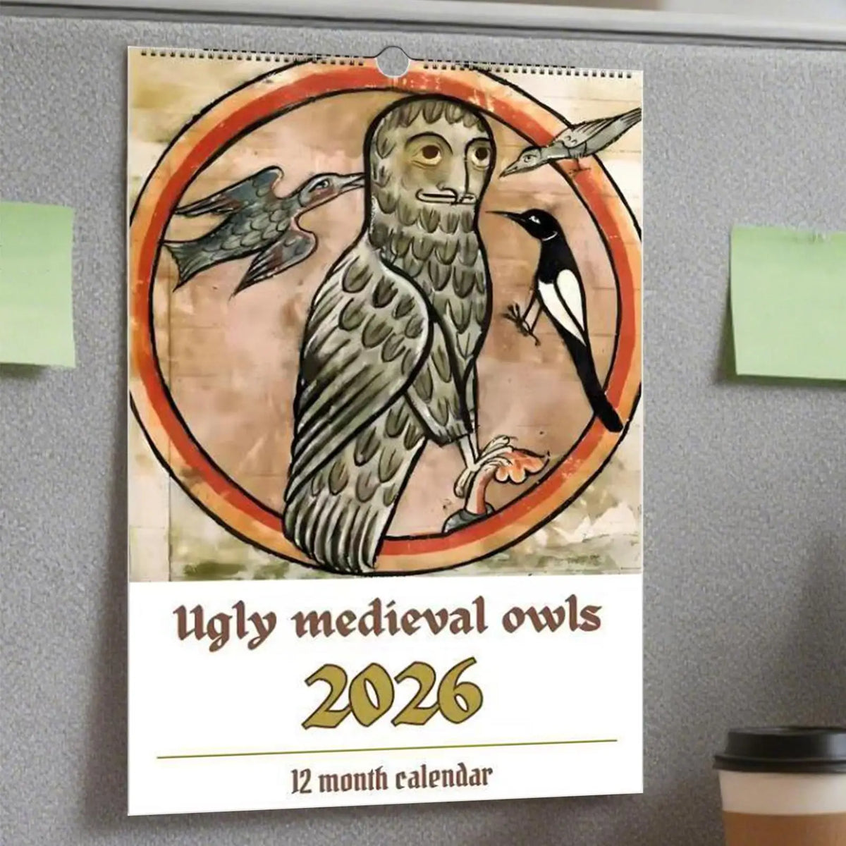 2026 Medieval Owls Monthly Wall Calendar – Schedule Planner