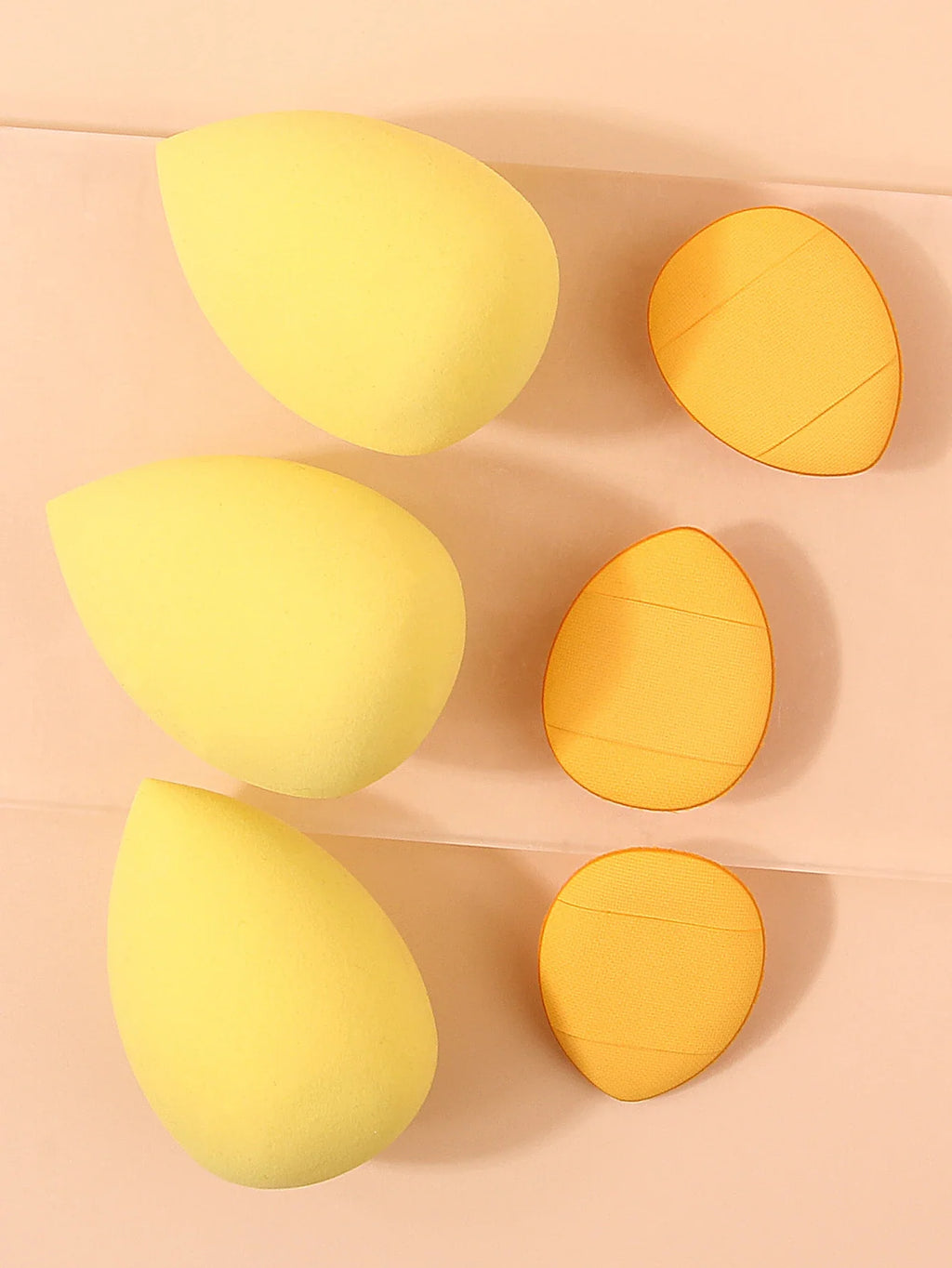 6PCS Yellow Waterdrop Makeup Sponge Set – Foundation & Concealer