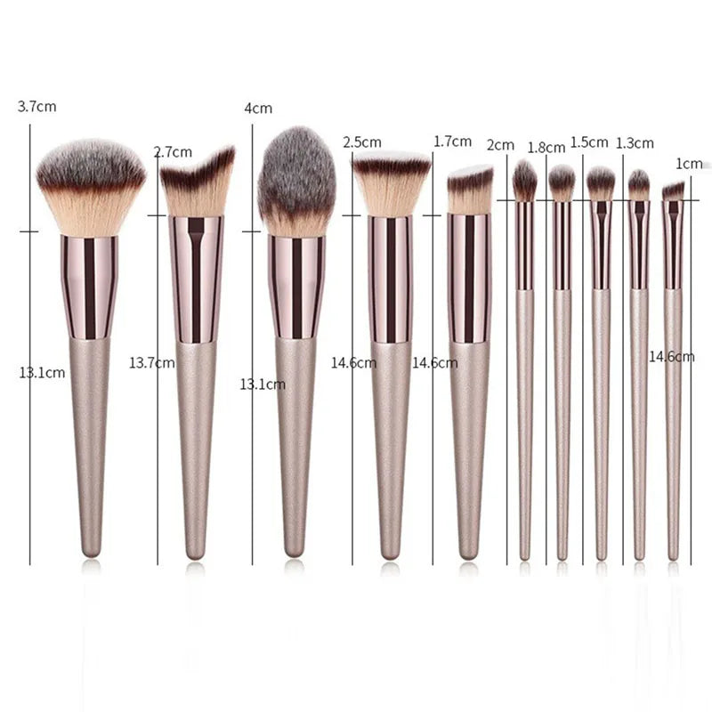 10-Piece Makeup Brush Set – Soft Bristles & Wood Handle