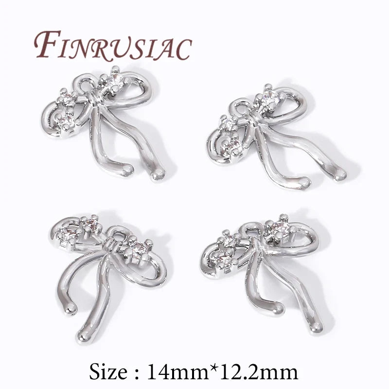 18K Gold Plated Zircon Bow Pendant Charms | DIY Jewelry Findings