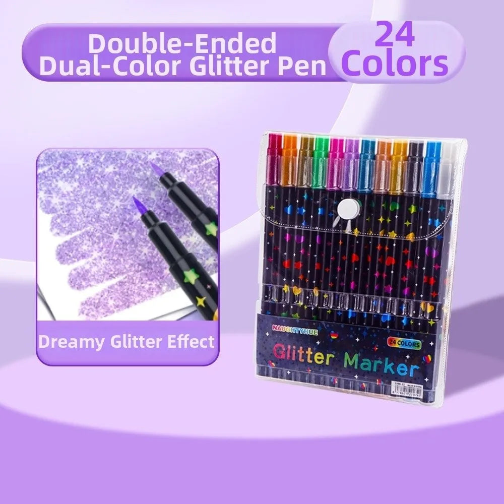 Double-Ended Glitter Pens 24–96 Colors Watercolor Marker Set