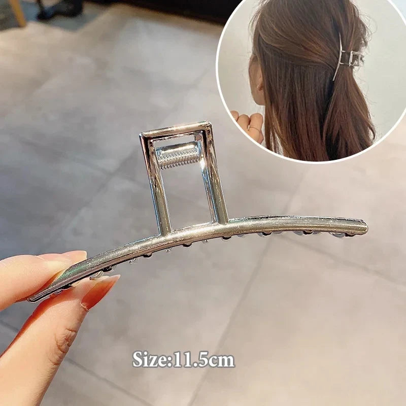 Metal Geometric Hair Claw Clips – Gold & Silver for Women