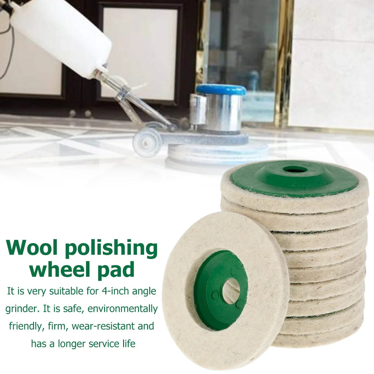 10Pcs 4" Wool Felt Buffing Pads for Angle Grinder Polishing