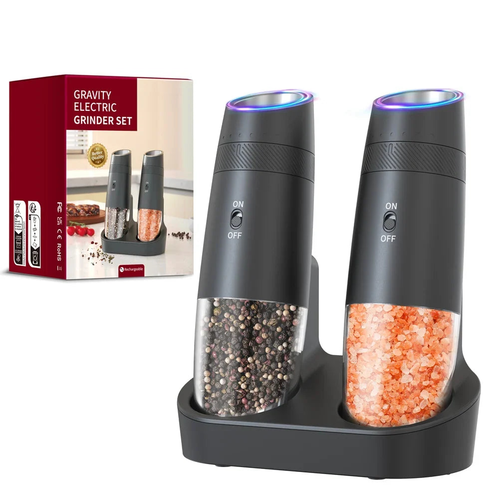 CLITON USB Rechargeable Automatic Salt & Pepper Grinder Set