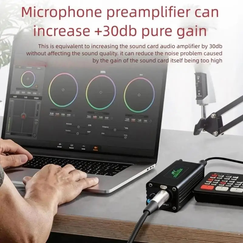 Portable Dynamic Mic Amplifier | 48V Phantom Power +30dB Gain