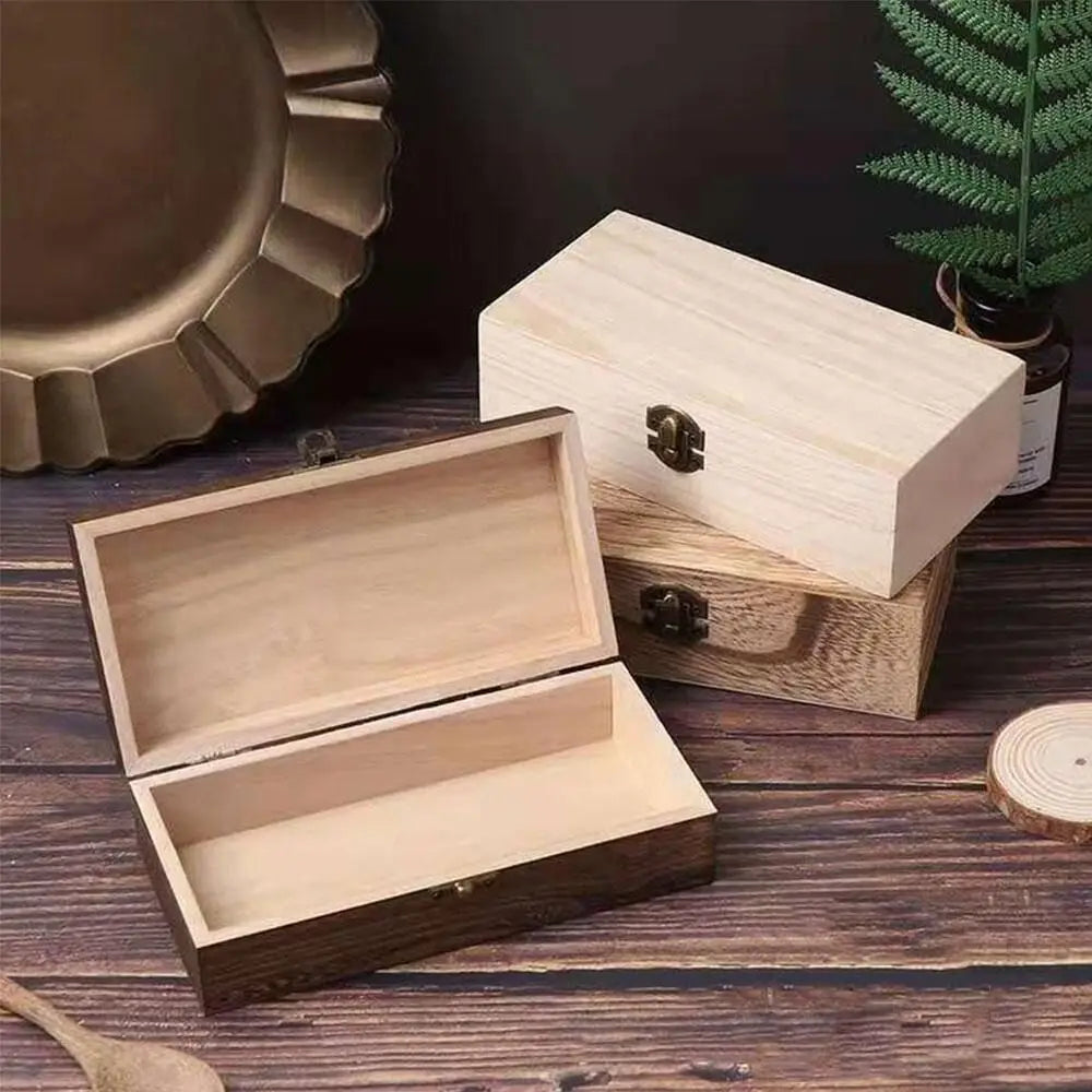 Vintage Wooden Flip Lid Storage Box – Jewelry & Gift Organizer