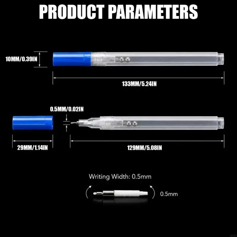 Refillable Empty Marker Pen Barrels – Transparent, Blue Cap