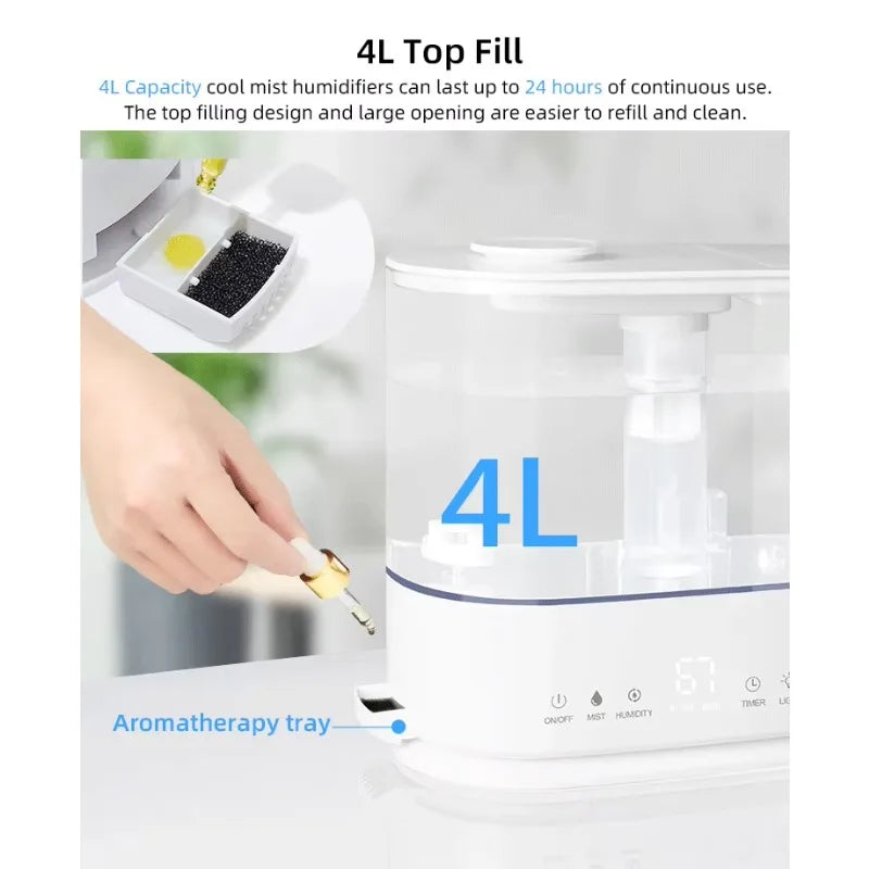 Portable Ultrasonic Cool Mist Humidifier | LED Light & Timer