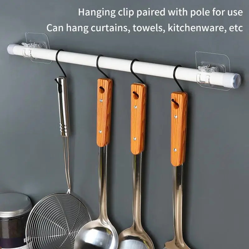 10pcs No-Drill Curtain Rod Brackets – Self-Adhesive Clips