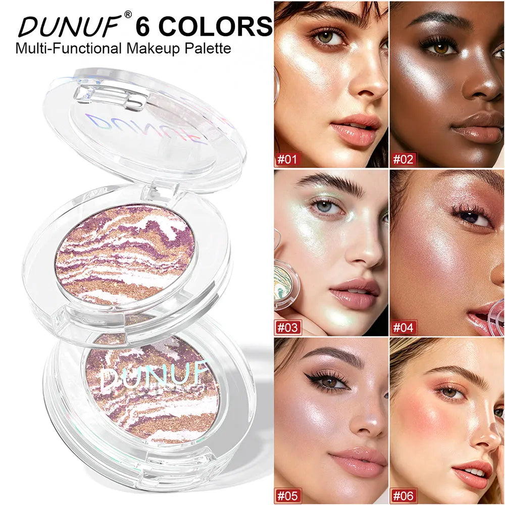 DUNUF Marbled Baked Highlighter Palette – Shimmer Contour Powder