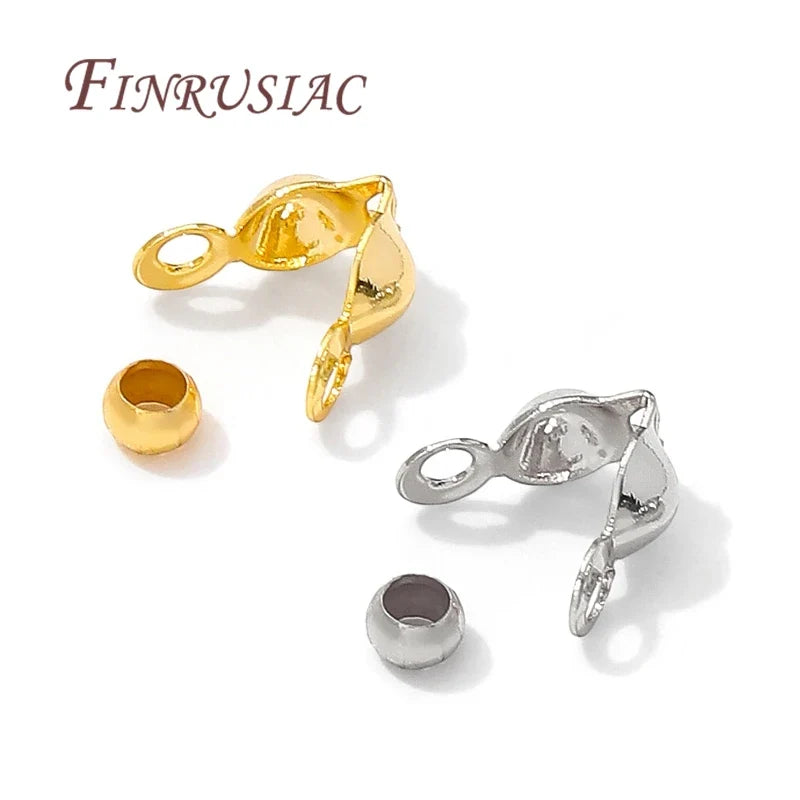 100pcs 18K Gold Plated Crimp Beads & Connector Clasps – DIY Jewelry