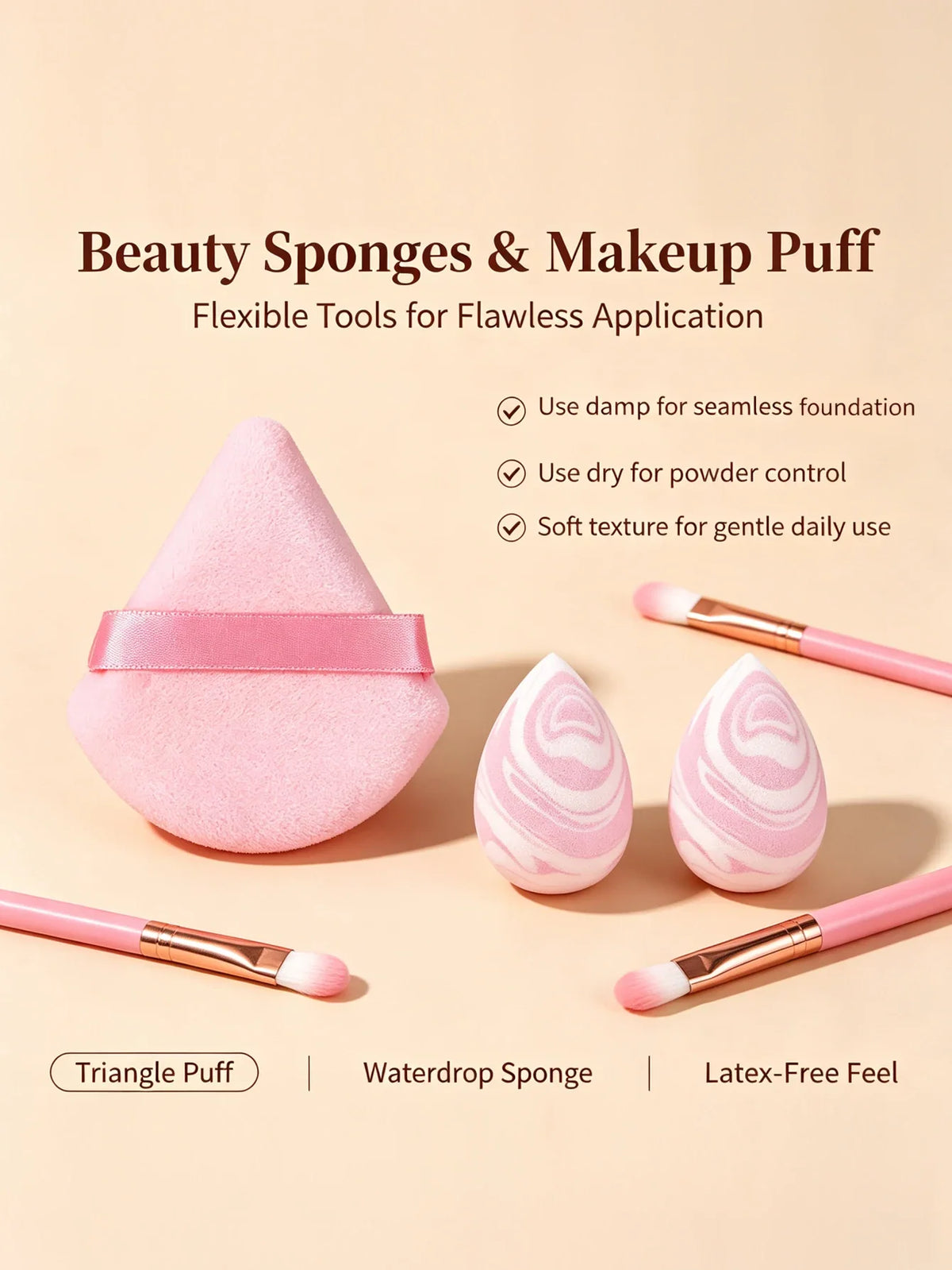 15-Piece Makeup Brush Set with Sponge & Puff | Nixie