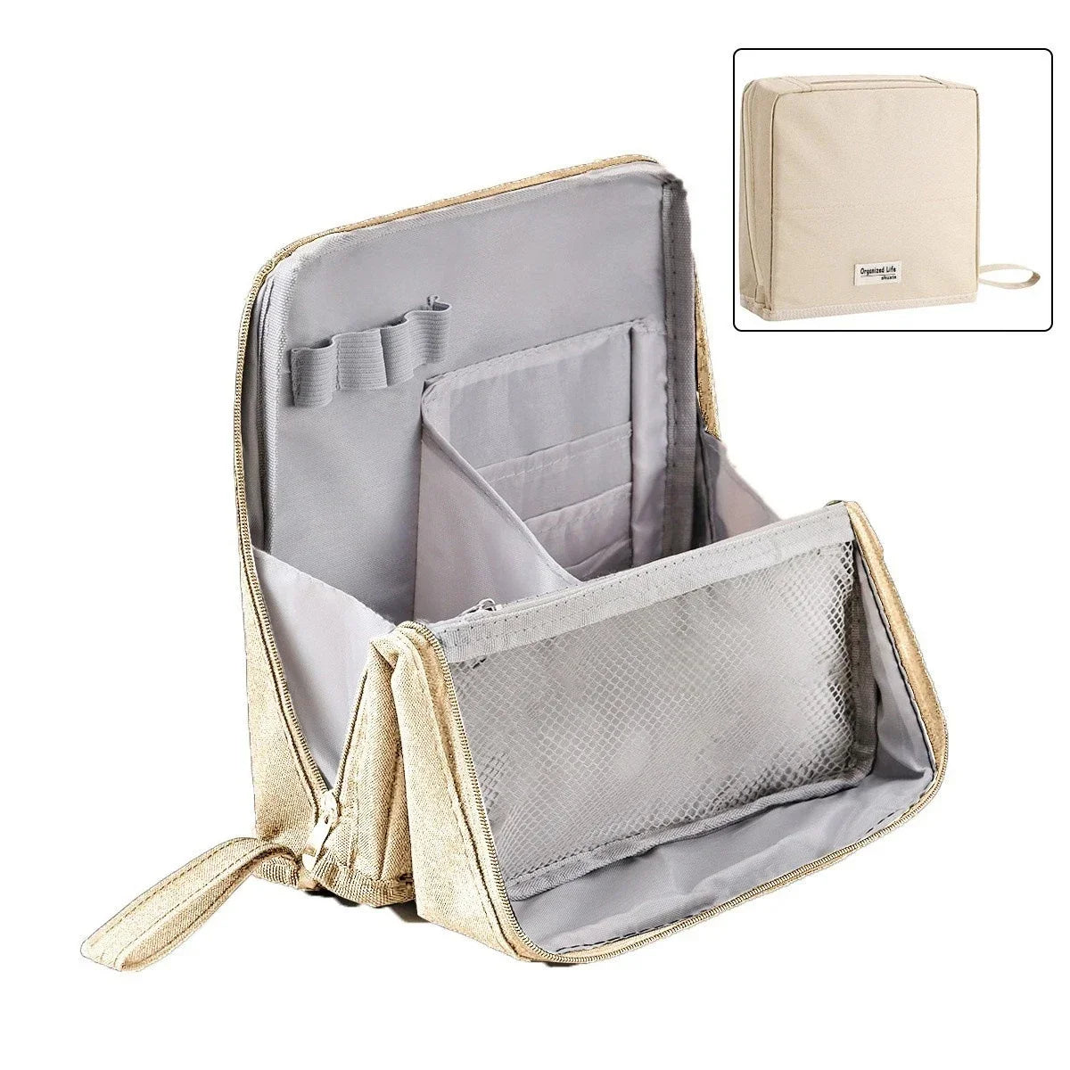 PU Leather Standing Makeup Brush Organizer Bag | Large Capacity