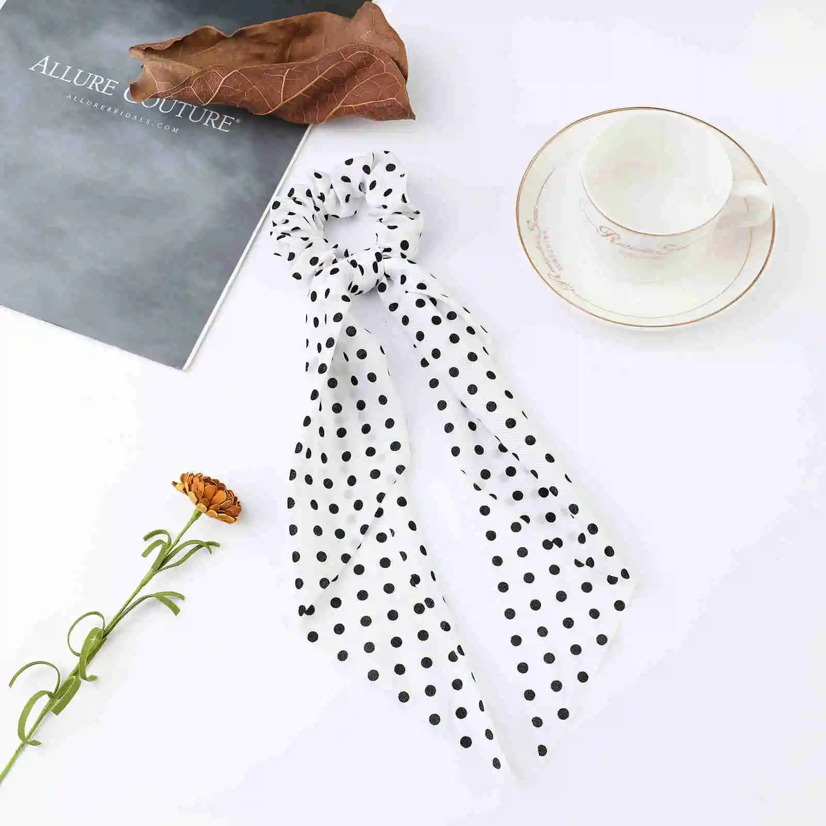 Korean Polka Dot Scrunchies – Women's Elastic Hair Ties & Scarf