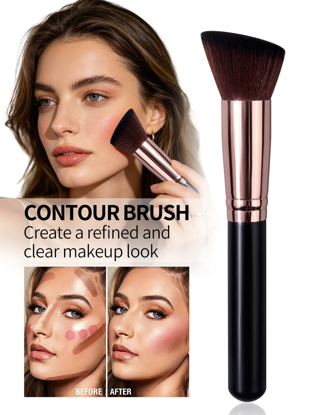 Angled Contour Brush – Soft Bronzer & Blush Makeup Tool