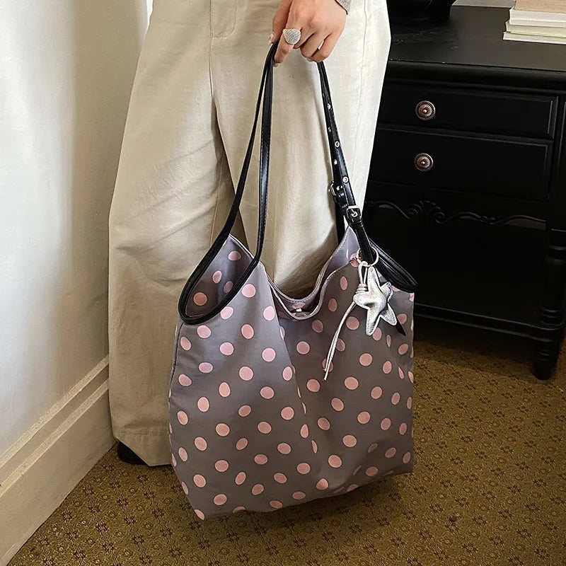 Korean Striped Canvas Tote Bag | Leopard Print Shoulder Bag
