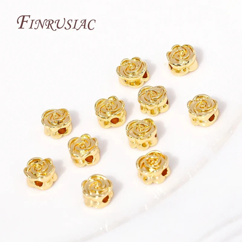 18K Gold Plated Brass Flower Spacer Beads – DIY Jewelry Making