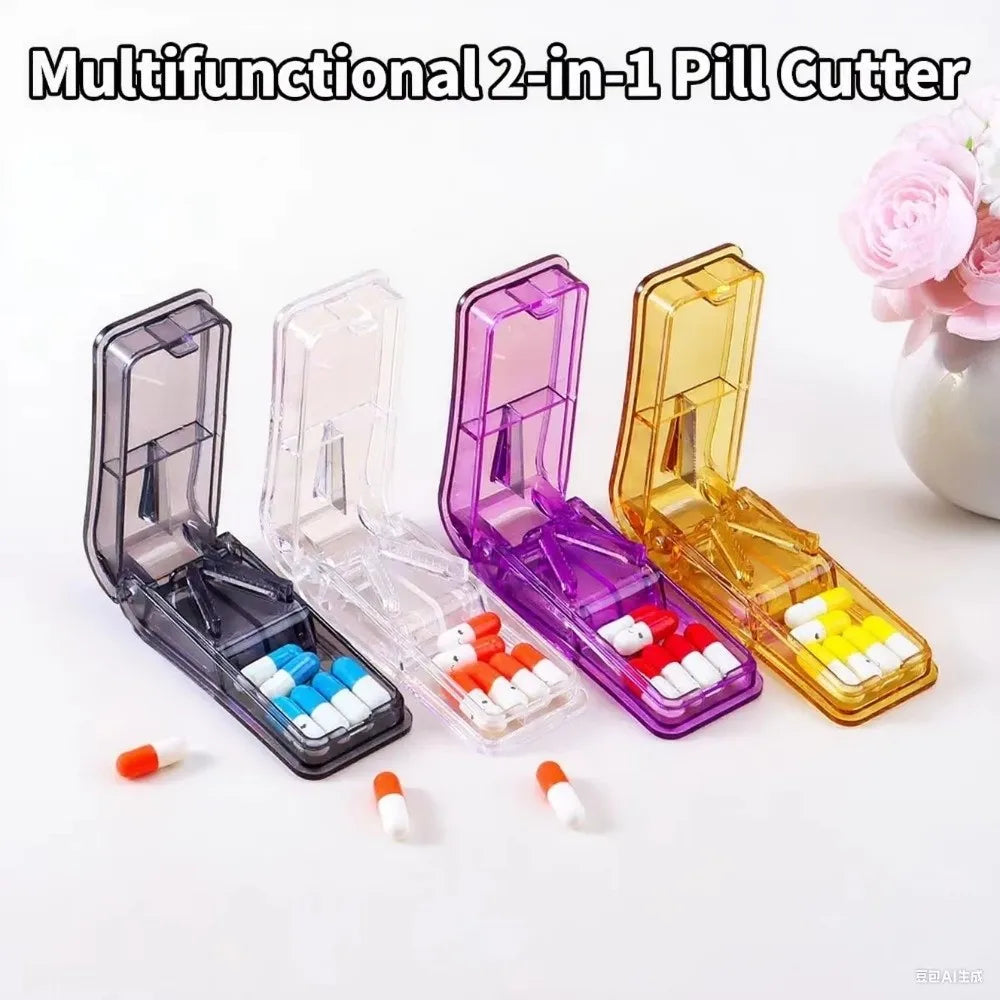 Portable 2-in-1 Tablet Cutter & Pill Storage Case