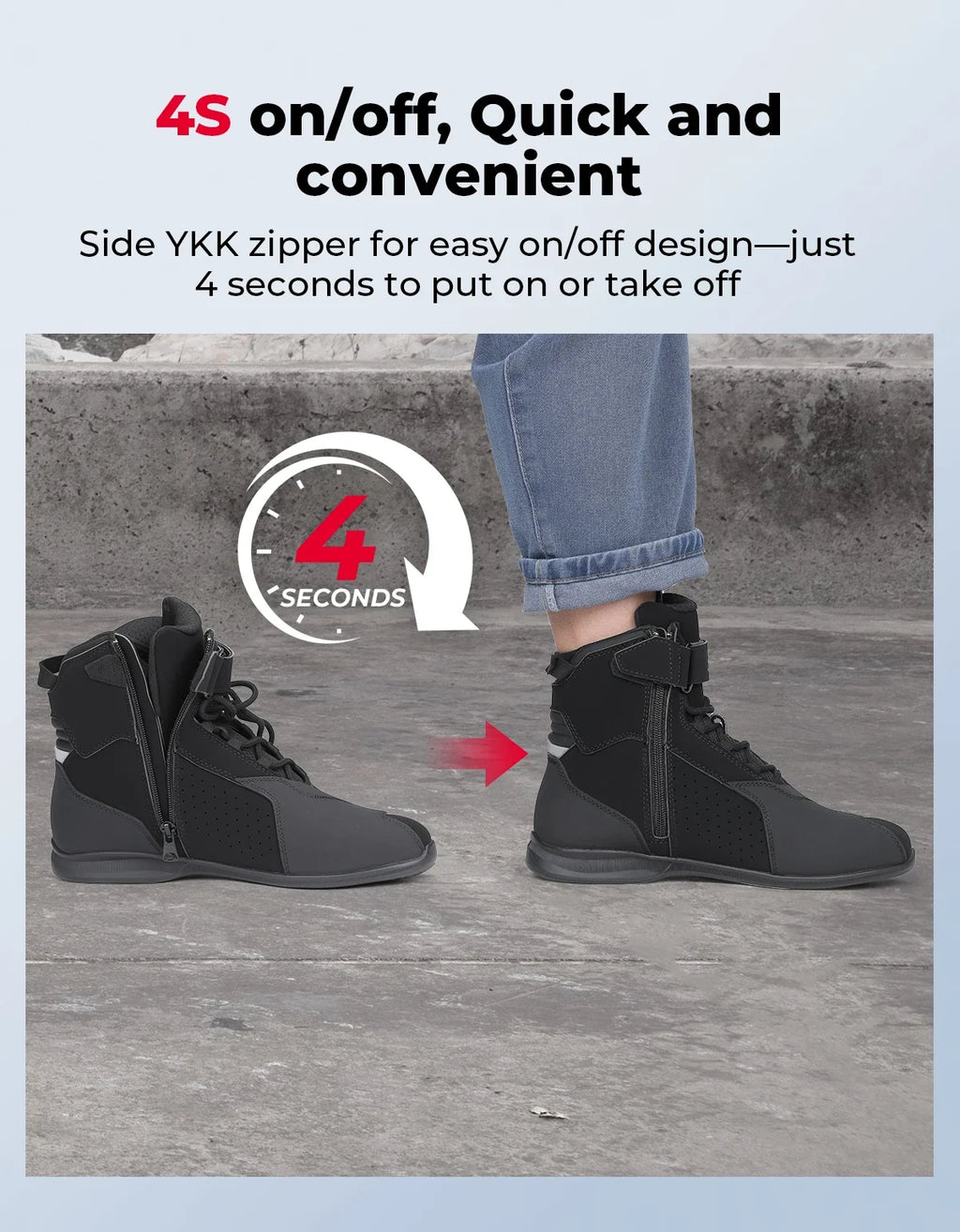 KEMITOUR Men's Motorcycle Ankle Boots – CE Certified Riding