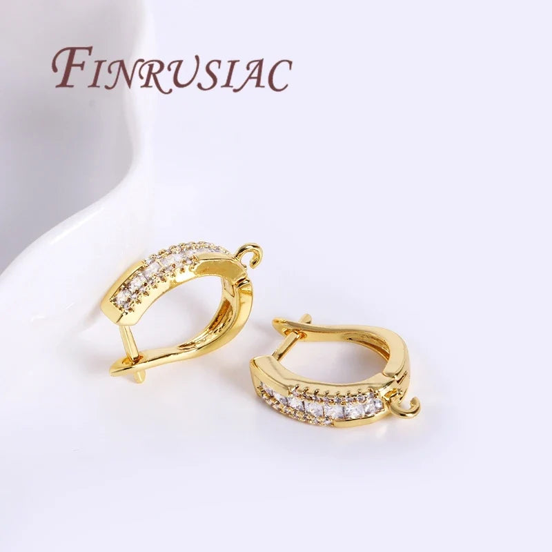 18K Gold Plated Zircon Earring Hook Clasps | DIY Earwires