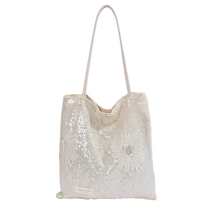 Women Floral Canvas Tote Bag – Large Capacity Shoulder Bag