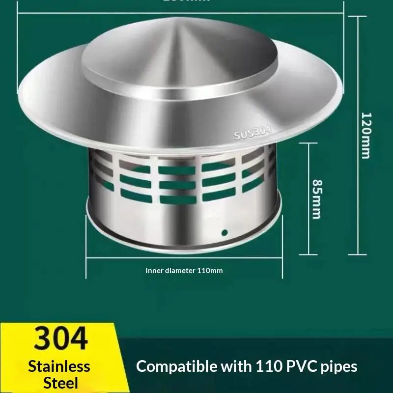 Stainless Steel Chimney Cap 75-200mm Roof Duct Vent Rain Cap