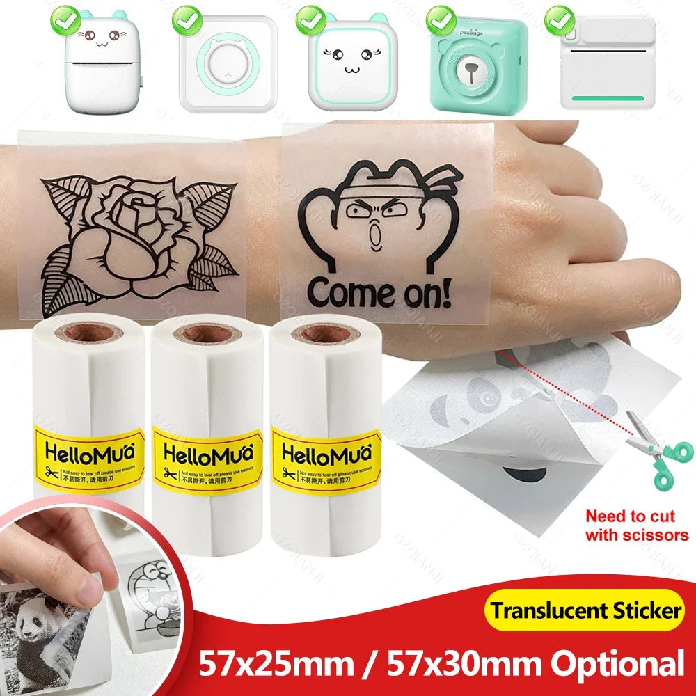 Transparent Thermal Label Paper Rolls for 57/58mm Mini Printers